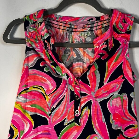  Lilly Pulitzer Essie Floral Button Tank top - Picture 3 of 5